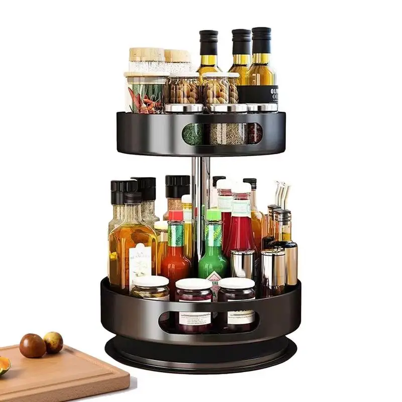 Spinning Spice Rack Stainless Steel Spice Organizer With 360 Swivel Bottom Space-Saving Easy Installation Spice Organizer For