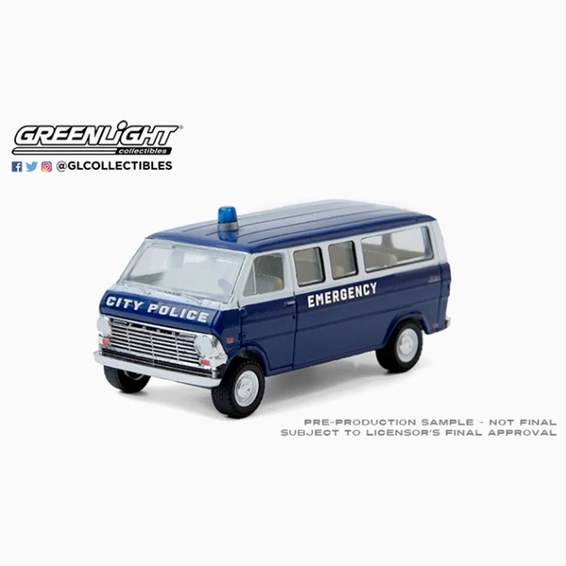 

Литой под давлением сплав Greenlight 1:64 1969 Ford Club Wagon, синяя модель автомобиля, имитация классического сувенира для взрослых, подарок, статический дисплей