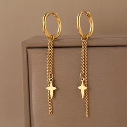 Aomogo Stainless Steel Earrings Minimalist Geometric Hexagonal 3D Design Gothic-Style Fashion Dangle Earrings Women's Jewelry