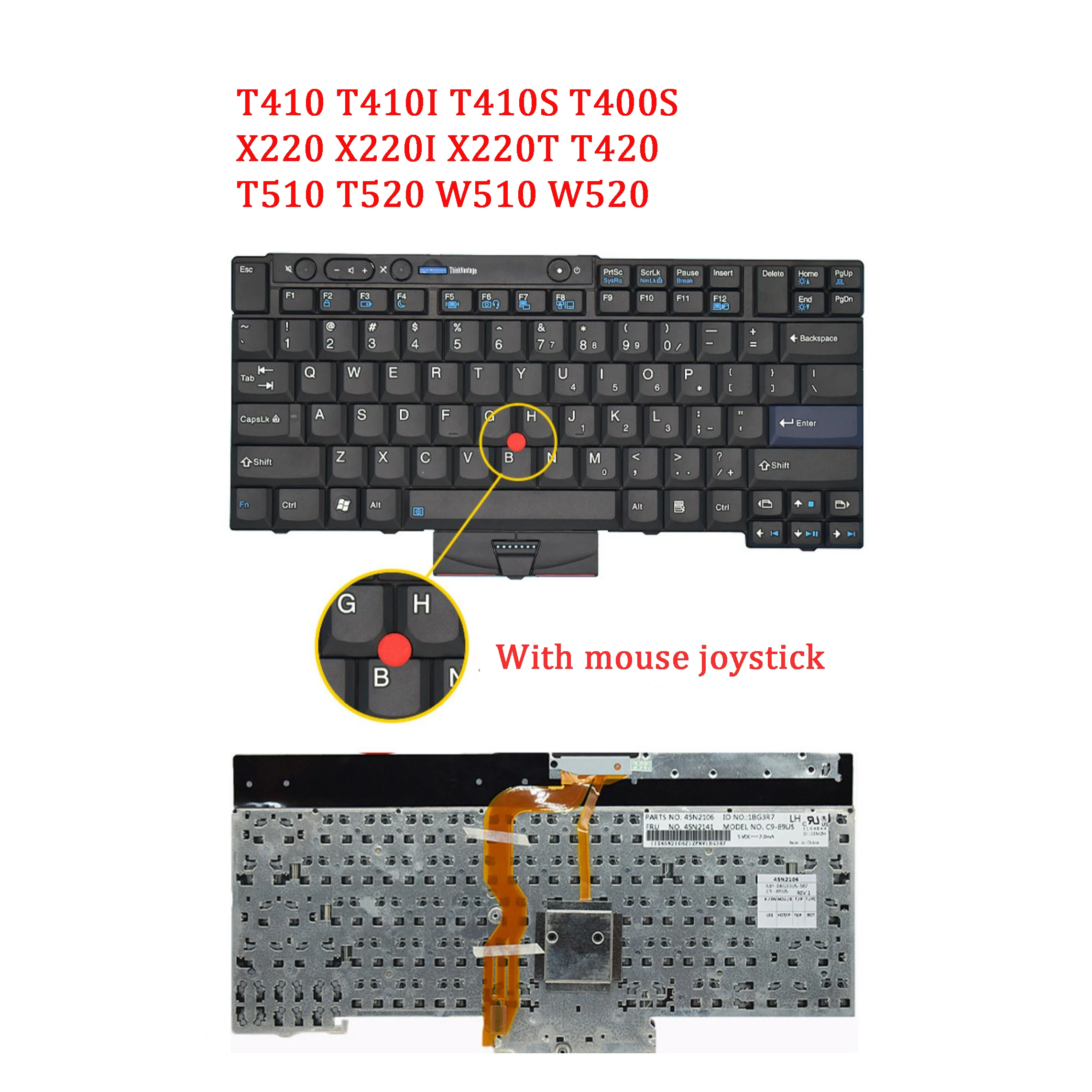 New Laptop Keyboard For LENOVO Thinkpad T410 T410I T410S T400S X220 X220I X220T T420 T510 T520 W510 W520 Without backlit