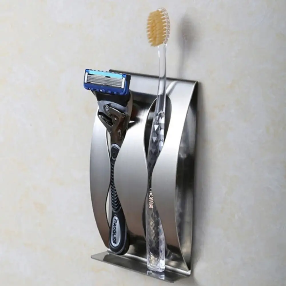 2/3 Holes Stainless Steel Toothbrush Rack Wall Mounted Self-Adhesive Tooth Brush Organizer Box Rustproof Toothbrush Holder