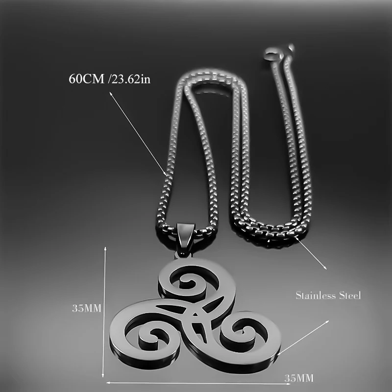Goth Triquetra Triskelion Triskele Necklace Stainless Steel Celtic Knot Necklaces Amulet Irish Knots Jewelry Teen Wolf N8573S03