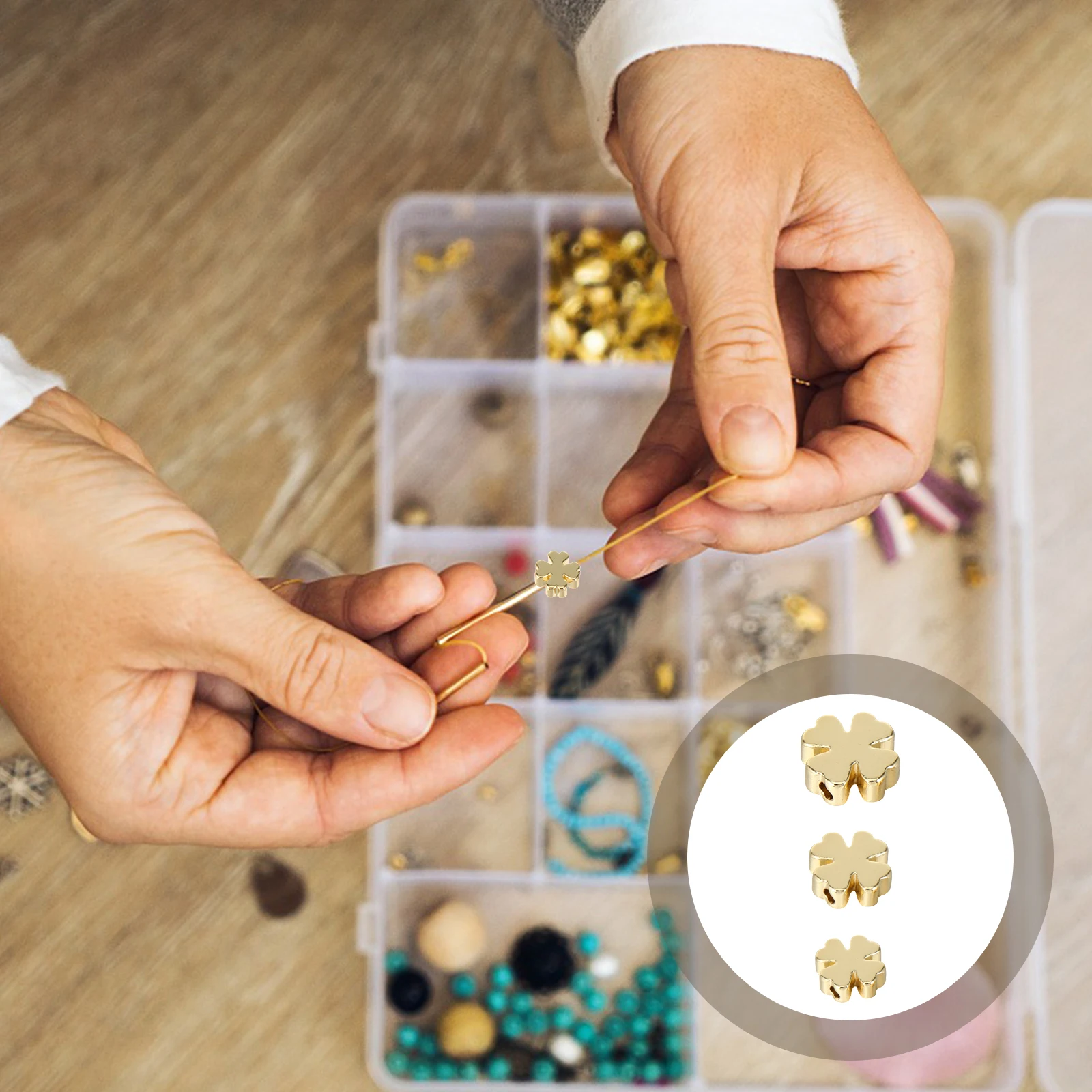 

60pcs Four Leaf Beads DIY Jewelry Making Necklace Bracelet Decorative Spacer Alloy Charms Kids Learning Sensory Play