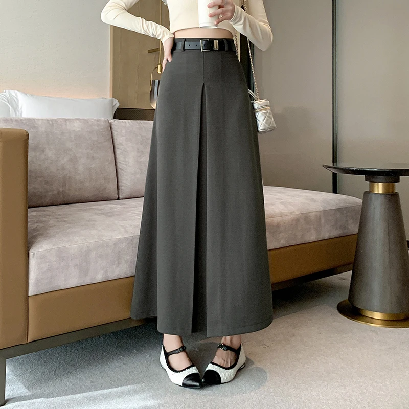 Pants In Stock 2025 Spring And Summer New Large Swing Pleated Cover Casual Suit Dress High Waist Mid-Length A- Line Skirt