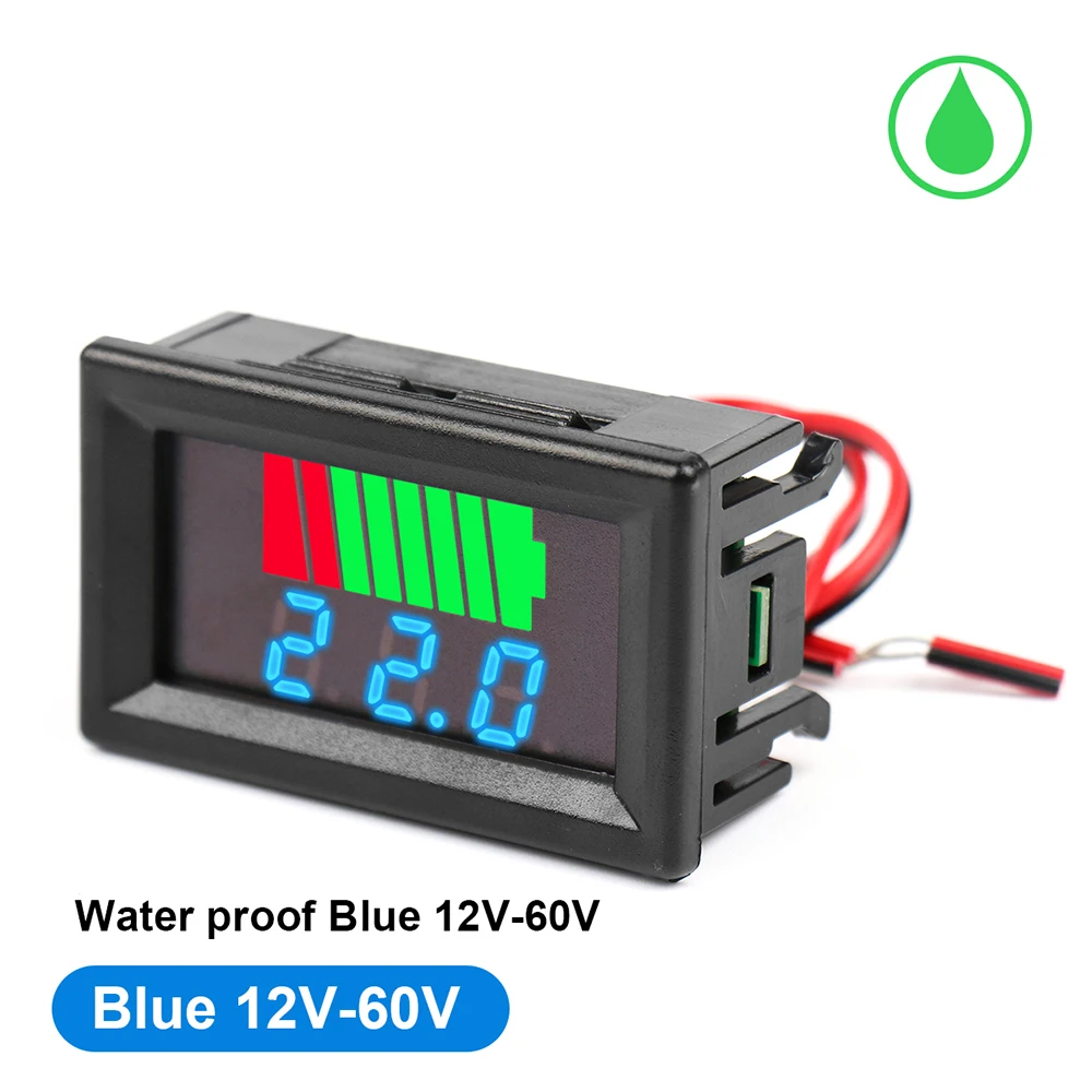 6V 12V 36V 48V Car Lead Acid Battery Charge Level Indicator Battery Tester Lithium Battery Capacity Meter LED Tester Voltmeter