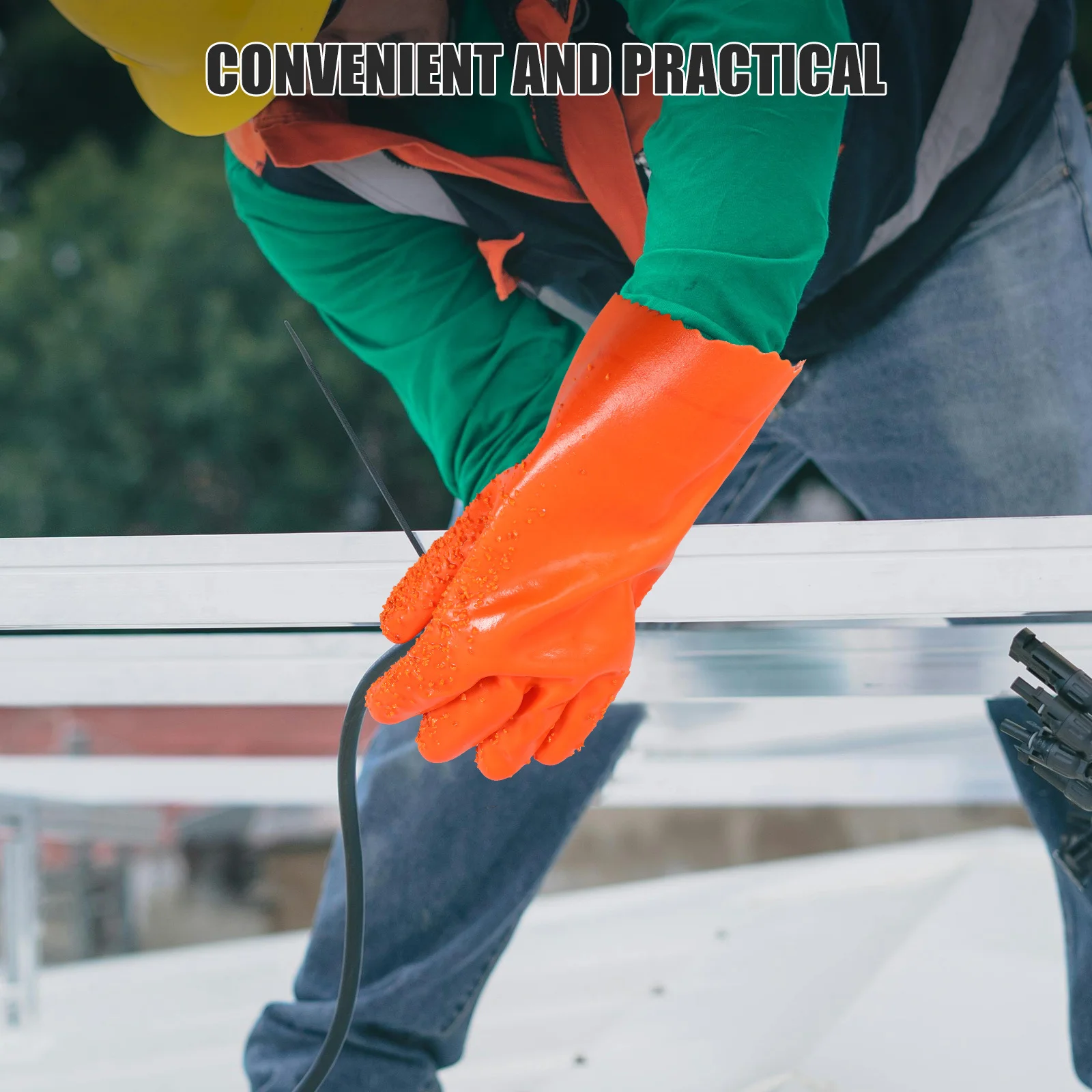 

1Pair Thick Oil Resistant Work Gloves Protective Outdoor Waterproof Non Slip Protective Gloves for Men Durable