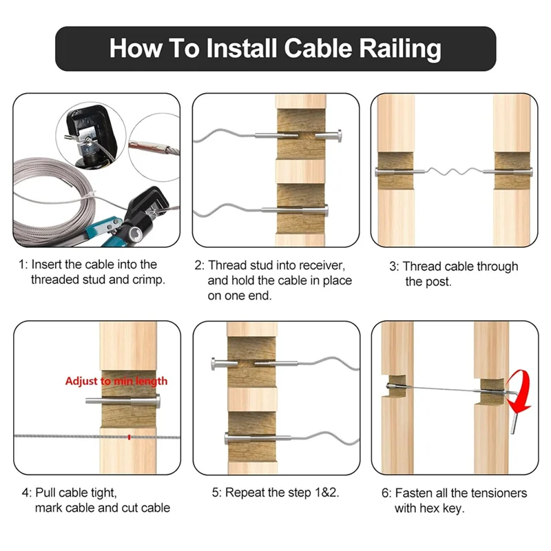 

50 Pack Invisible Cable Railing Kit, T316 Stainless Steel 1/8In Invisible Receiver And Swage Stud End For Cable Railing