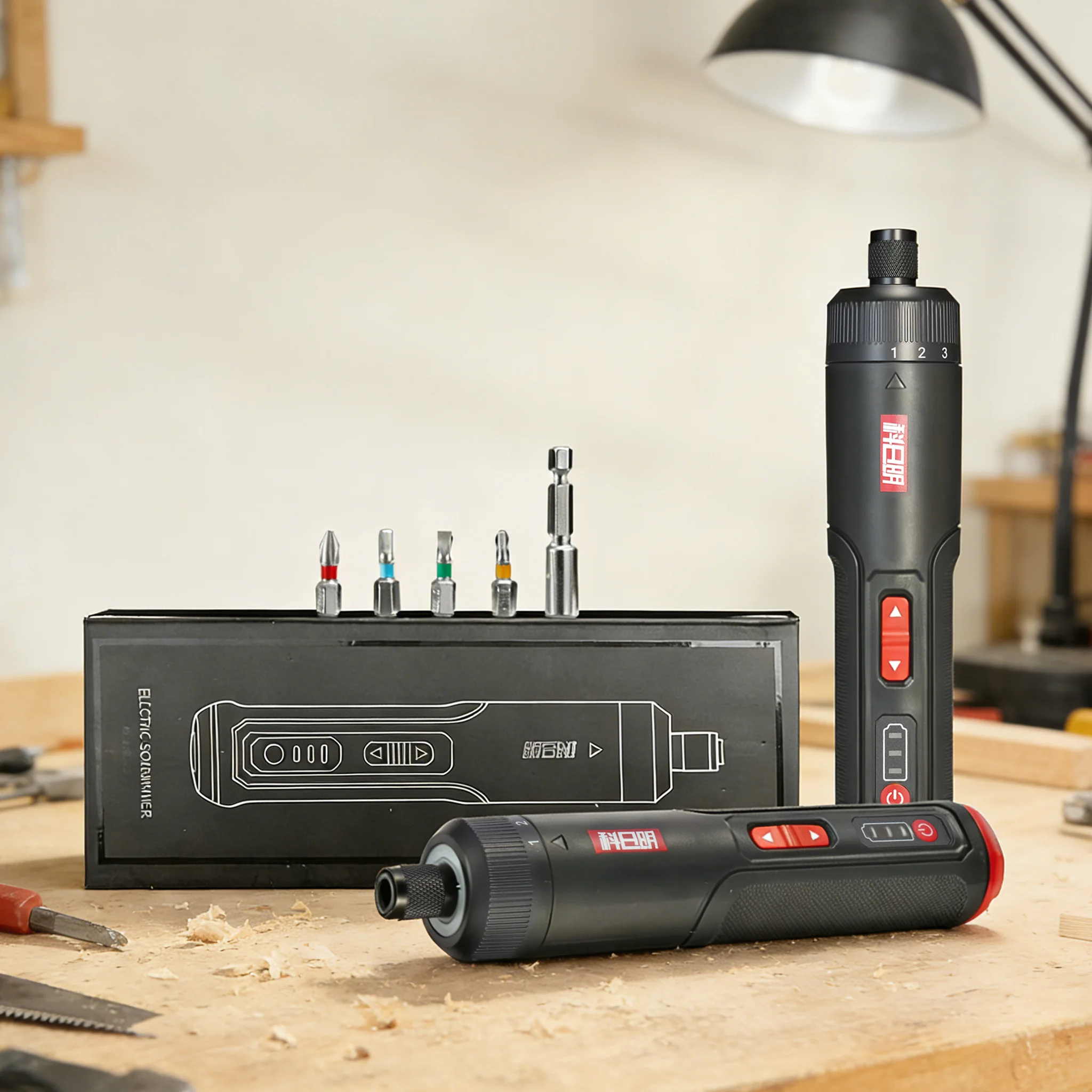 Cordless Electric Screwdriver Set Power Tools Drill Smart 4V Adjustable 8-Speed Large Torque USB Rechargeable Set Home Repair