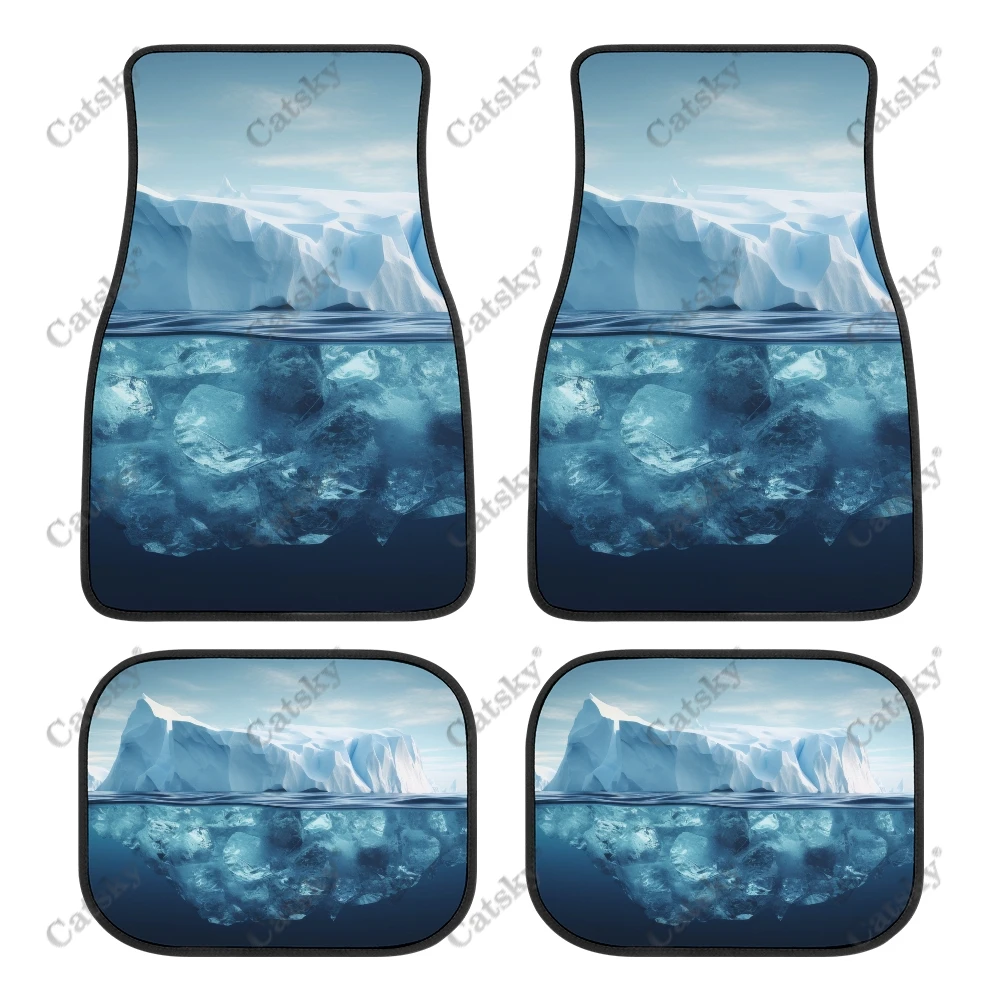 Arctic Ice Glacier Car Auto Floor Mats Carpet, 4PCS Customized Cars Mat All Weather Automotive Vehicle Pad Stylish