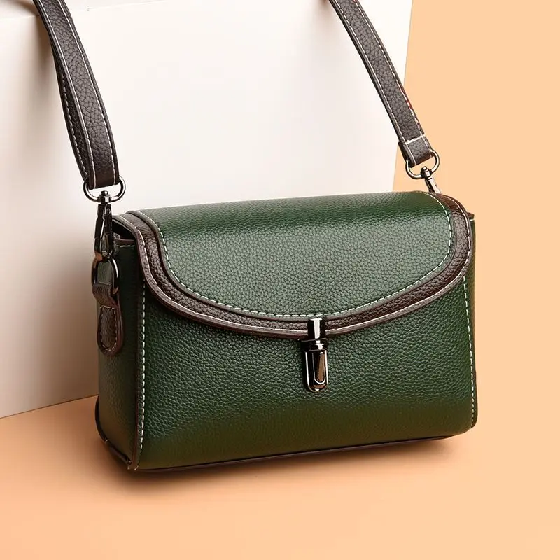 Women Fashion Solid Color Shoulder Handbags Female Simple PU Leather Messenger Bag Large Capacity Purse Flap Crossbody Bags