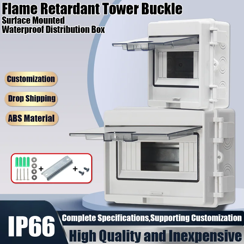 IP65 Eight Way Waterproof Distribution Box Circuit Breaker Junction Case Plastic Electrical Panel Connectors Terminals Box