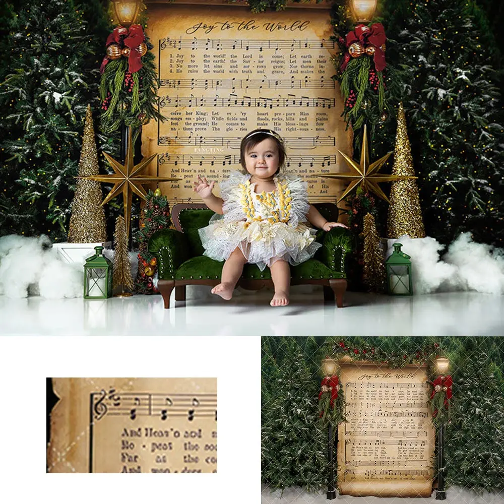 Christmas Musical Score Photography Backdrop Kids Baby Cake Smash Photocall Decors  Child Adult Birthday Photo Shoot Backgrounds