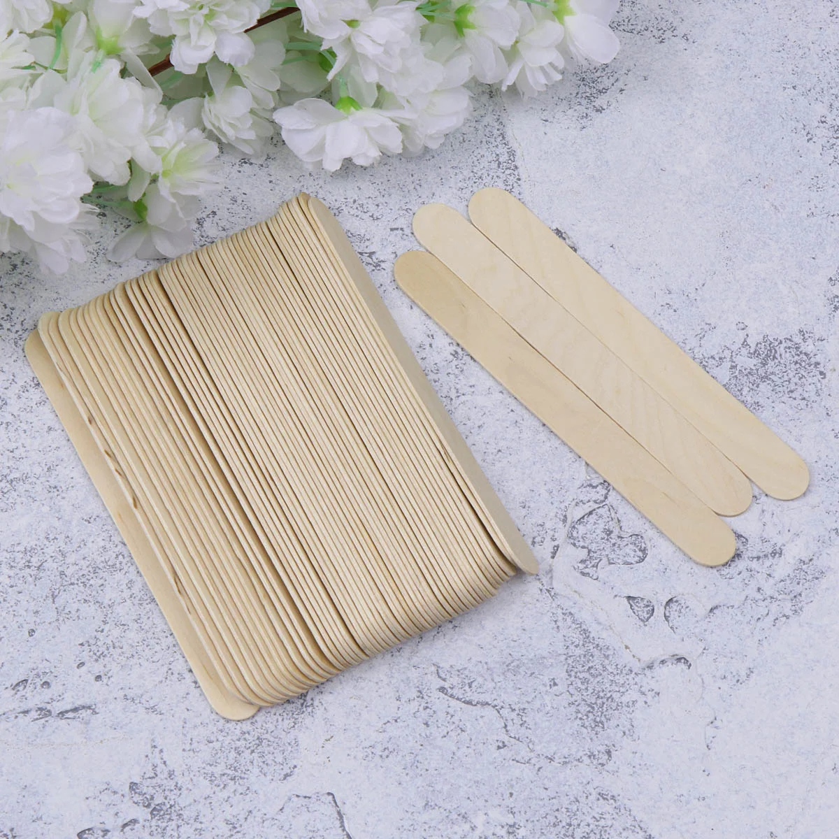 100 Pcs Tongue Depresser Sticks Ice Cream Giant DIY Wood Craft Bamboo Ice-lolly