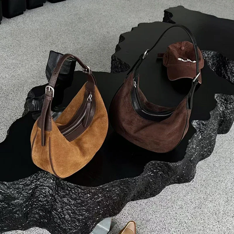 

Новинка 2025 года, зимняя женская сумка из натуральной замши, женская мини-замшевая сумка через плечо из воловьей кожи, дизайнерская сумка на плечо