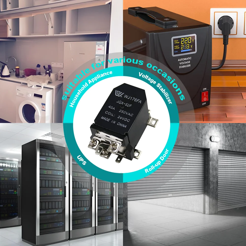 مرحل WJ176FA DPDT مع تحميل اتصال 40A 250VAC/28VDC، مناسب للآلات الصناعية والمعدات الكهربائية