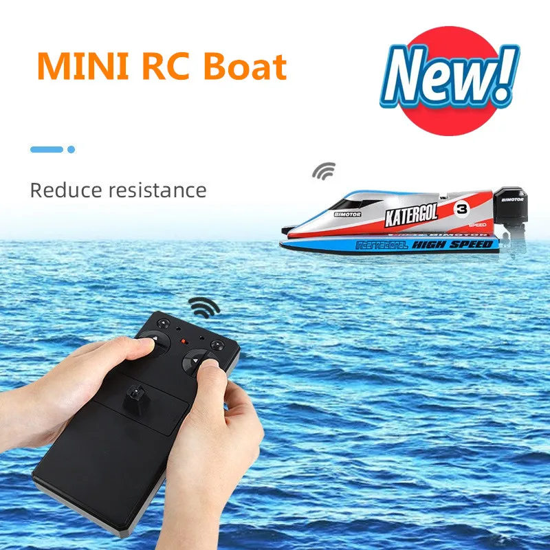 2.4G Mini RC Boot 10 km/u Afstandsbediening Boot Waterdicht Waterspeelgoed Racing Schip Model Cadeau voor kinderen Jongens Meisjes Nieuwjaarscadeau