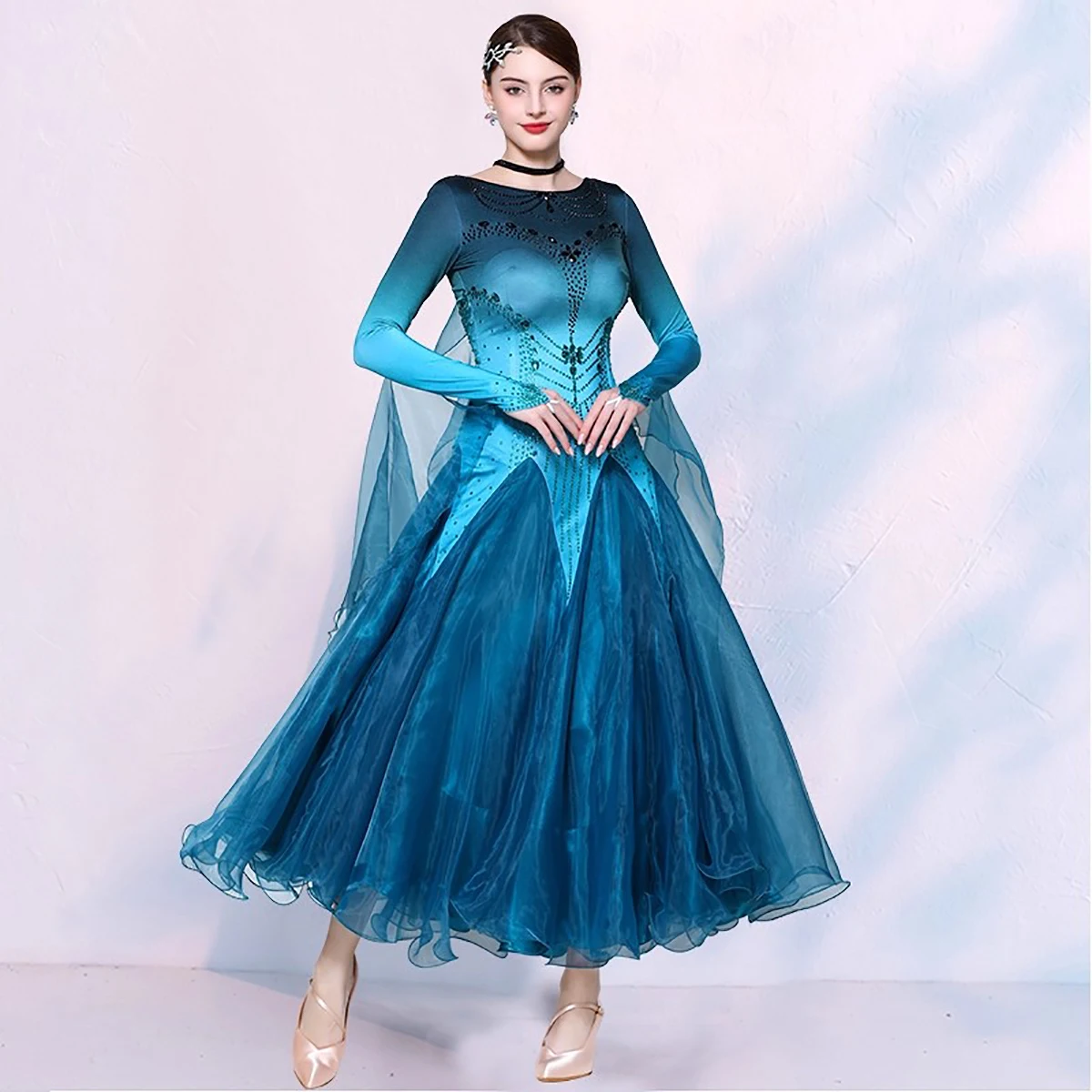 

Waltz Dress 2026 New High Quality Ballroom Dance Competition Dresses Big Swing Standard Long Sleeve Modern Dancewear Costumes