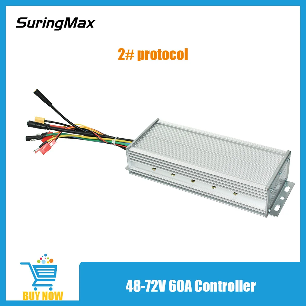 

Universal 48V 72V 60A 2# Protocol Electric Bicycle Controller, Square Wave Brushless, For 1500W 2000W 35H Ebike Motors, 18-Mofet