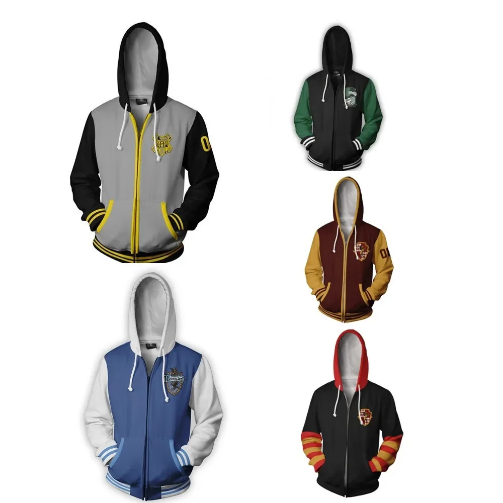 2024 Hot-selling Harries 3D Print Sweatshirt Cardigan Hooded Sports Animals Men Women Potters Long-sleeved Zipper Hoodie Jacket