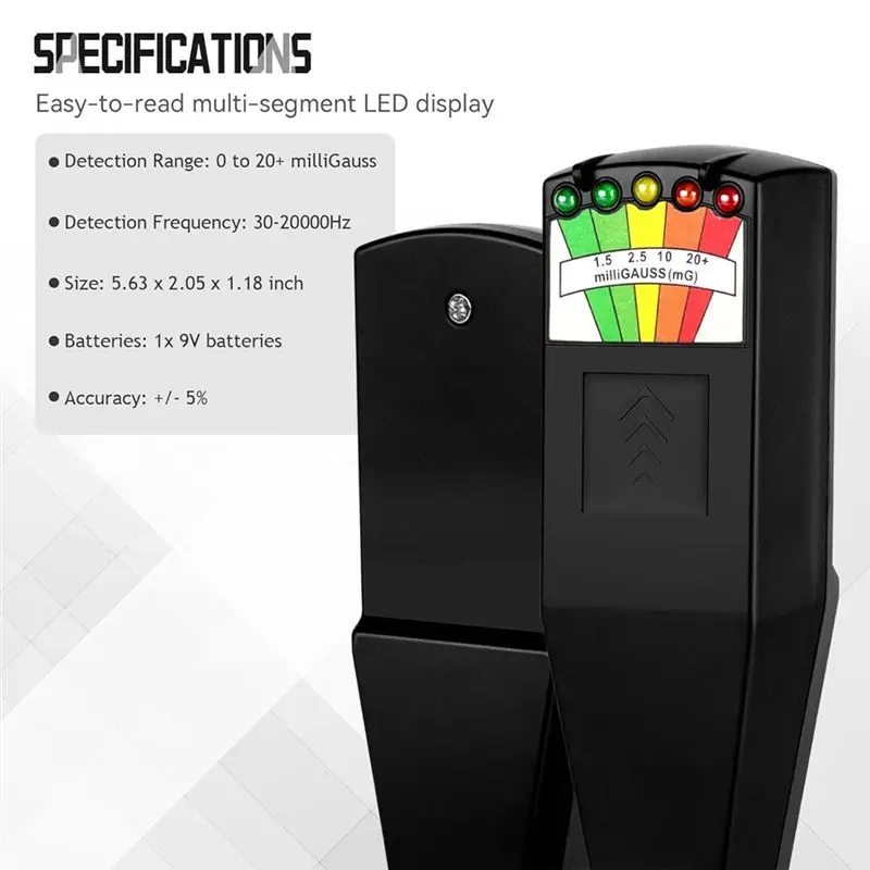 [NEW!A08R】 Electromagnetic Field Radiation Tester Catch Ghosts Paranormal Equipment Detector 5 LED Gauss EMF Meter