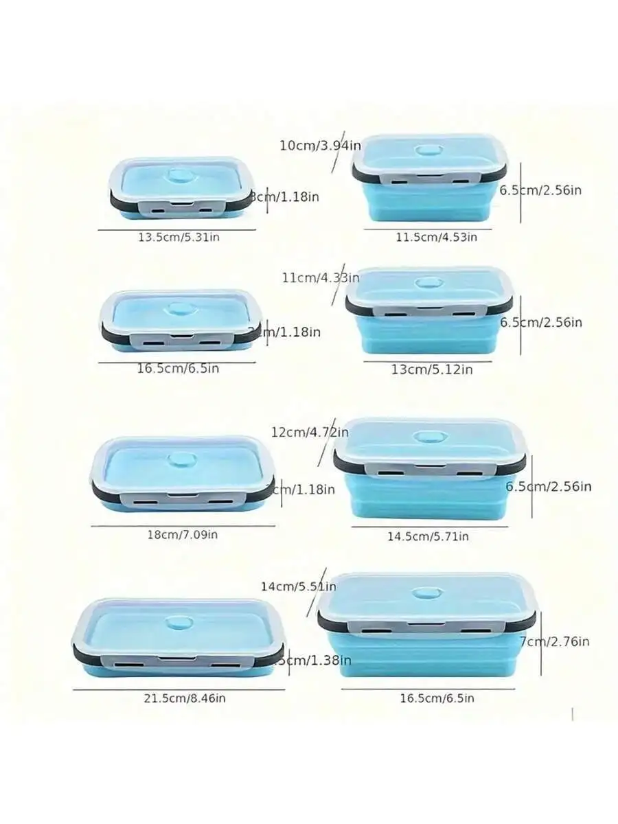 

1 Set Of Silicone Lunch Box, 4 Pack, Round & Square Shape, European Certified , Healthy Silicone That Has Passed 200°C High-T