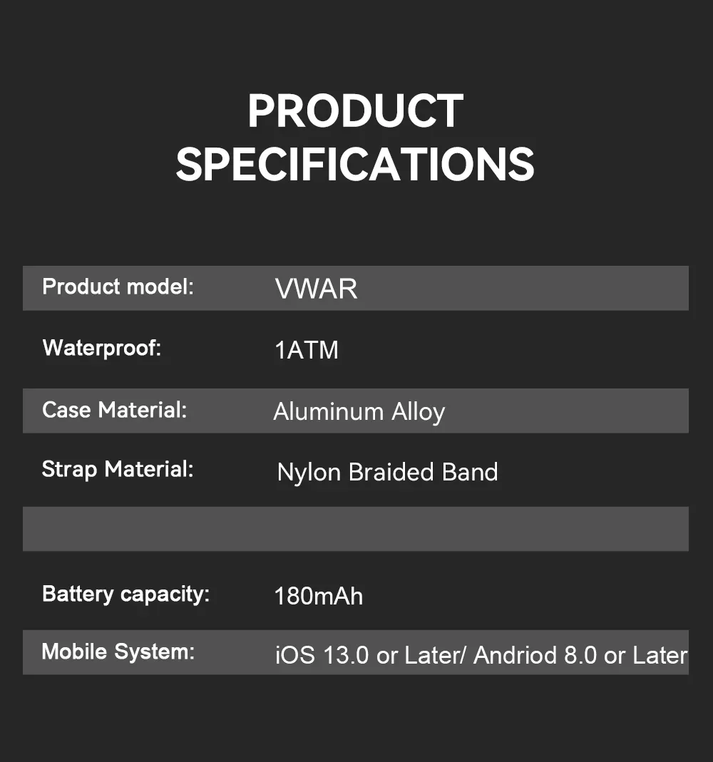 2026 Neues VWAR LOOP X Smart Band SOS Herzfrequenz- und Blutsauerstoffmessung IP68 Wasserdichter Fitness-Tracker Ohne Bildschirm Smart-Armband – Detail 18