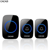 CACAZI Wireless Doorbell 60 Chimes 5 Volume Waterproof buttons 300M Remote Led light Home Smart doorbell US EU UK plug Receiver