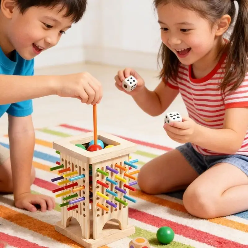 Colorful Wooden Stacking Tower Game For Kids With Base Enhances Focusing And Hand Eye Coordination A2UB