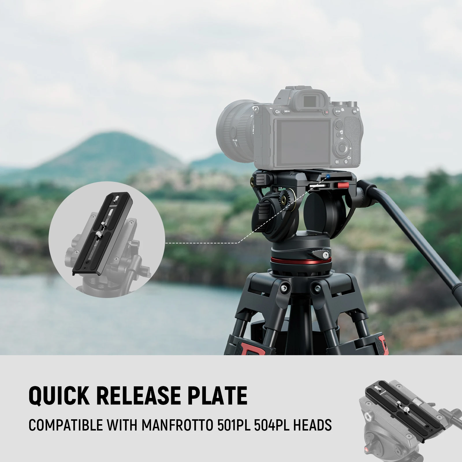 NEEWER 501PL Tripod Quick Release Plate For Manfrotto MVH500AH MVH502AH 6.3\