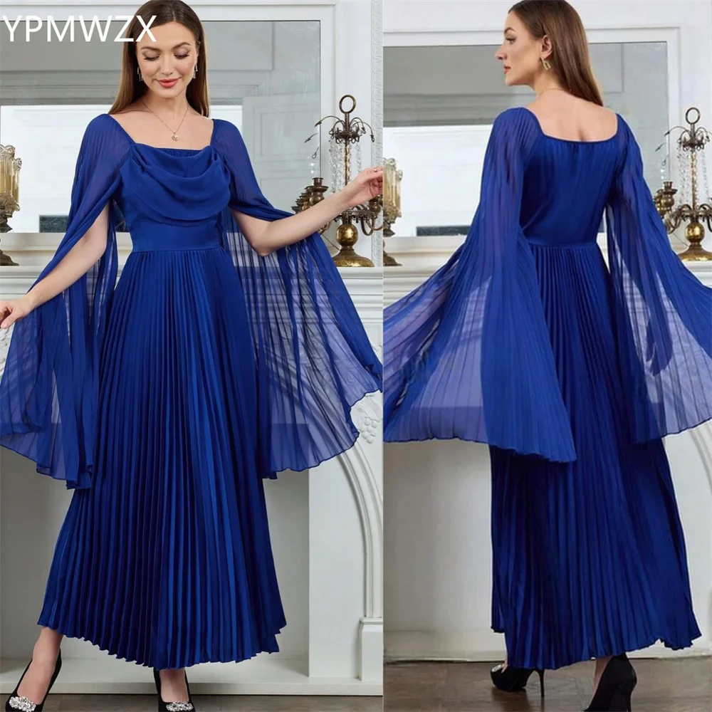 

Customized Prom Gown Formal Women Evening Dress YPMWZX Square Collar A-line Ankle Length Skirts Draped Shirred Bespoke Occasion