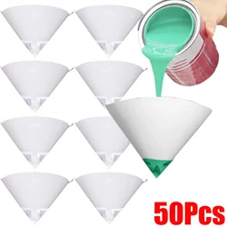 50/10Pcs Paint Paper Funnel Disposable Precision Filter Micron Sieve Nylon Mesh Cone Funnel for Car Furniture Spray Paint Filter