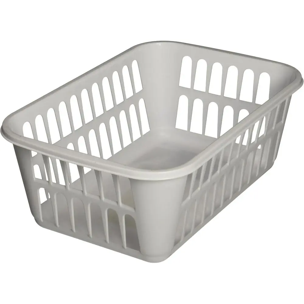 

White Medium-Sized Plastic Baskets, 12-Pack