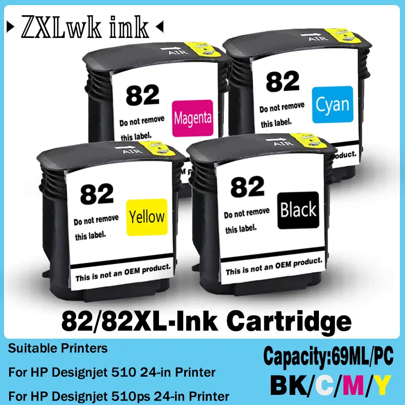 

For HP 82 82XL Ink Cartridge For HP Designjet 510 510ps Printer ，Ink Cartridge Model 82xl CH565A C4911A C4912A C4913A