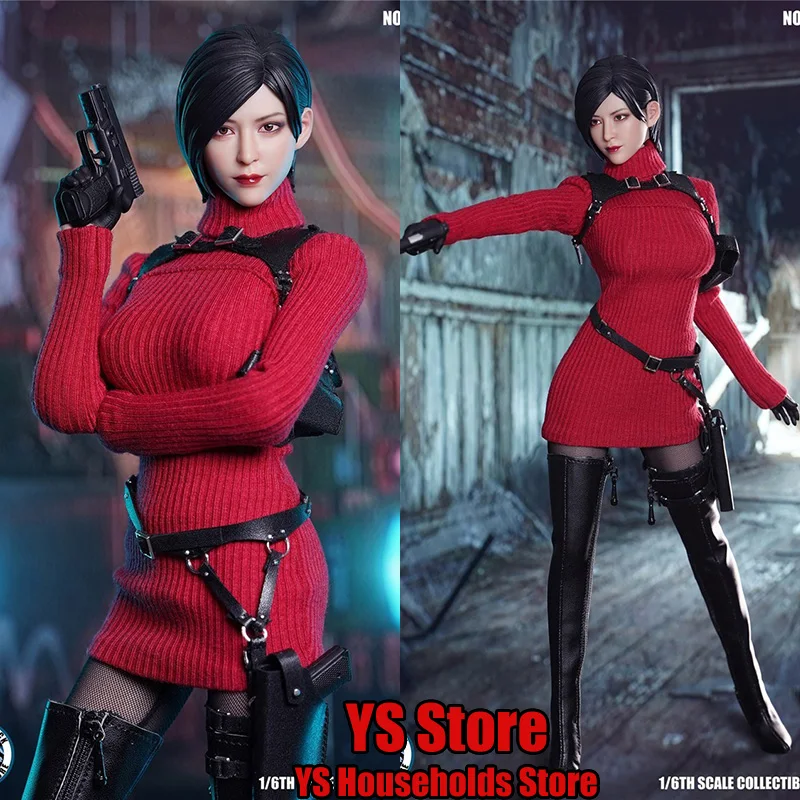 SUPER DUCK SET087 1/6 Ada Wang Female Agent Cosplay Red Sweater Long Boots Mini Weapon Clothes Set Accessory For 12