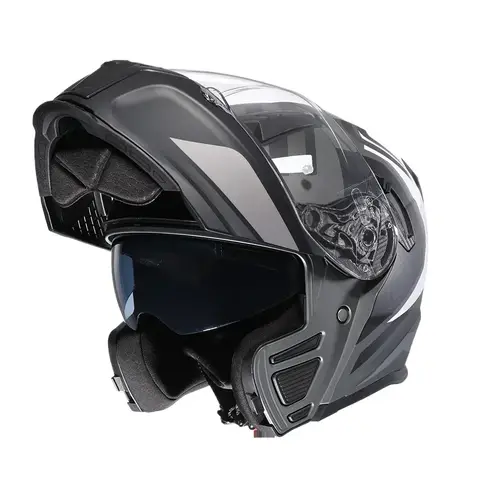 Motorcross Flip Up Helmets with Wide View Clear Visor ABS Shell Full Face Cyril Motor Helmet For Adult DOT Approved