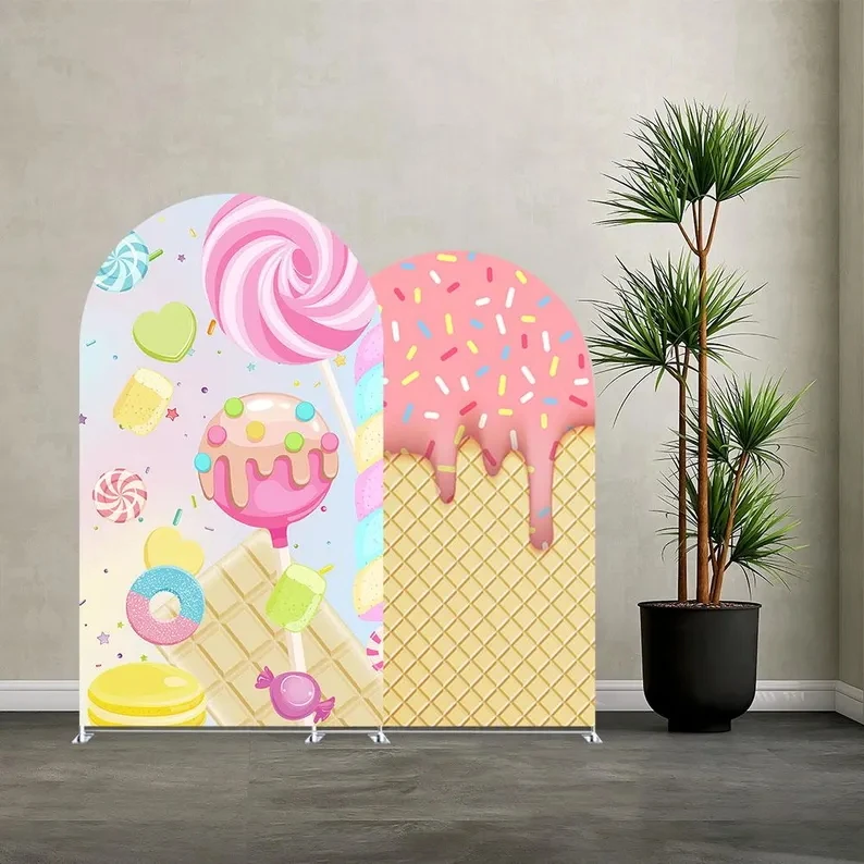 

LS Sweet Candy Lollipop Donut Arch Cover Backdrop Dessert Theme Kids Birthday Baby Shower Decor Photography Background