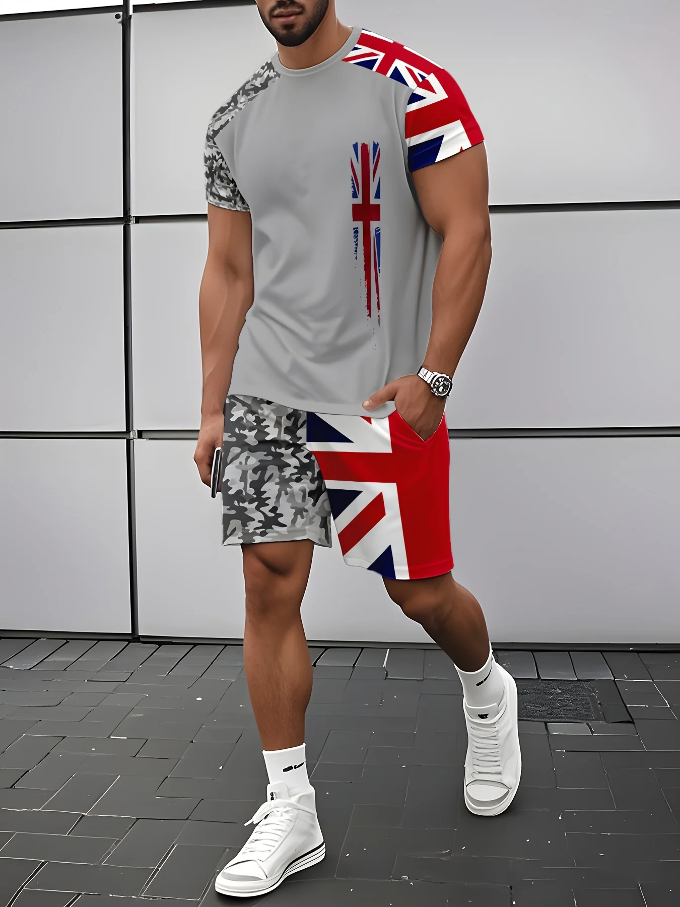 

Men Casual Sportswear Set Breathable Outdoor Short Sleeve T-Shirt Shorts Combination All Seasons Sportswear Breathable Clothing