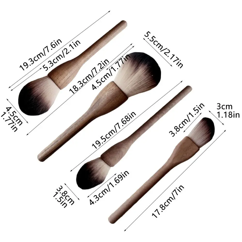 Pincéis de maquiagem de madeira de nogueira multifuncional super macio pó solto pincéis vintage iluminador escova cosmética namorada