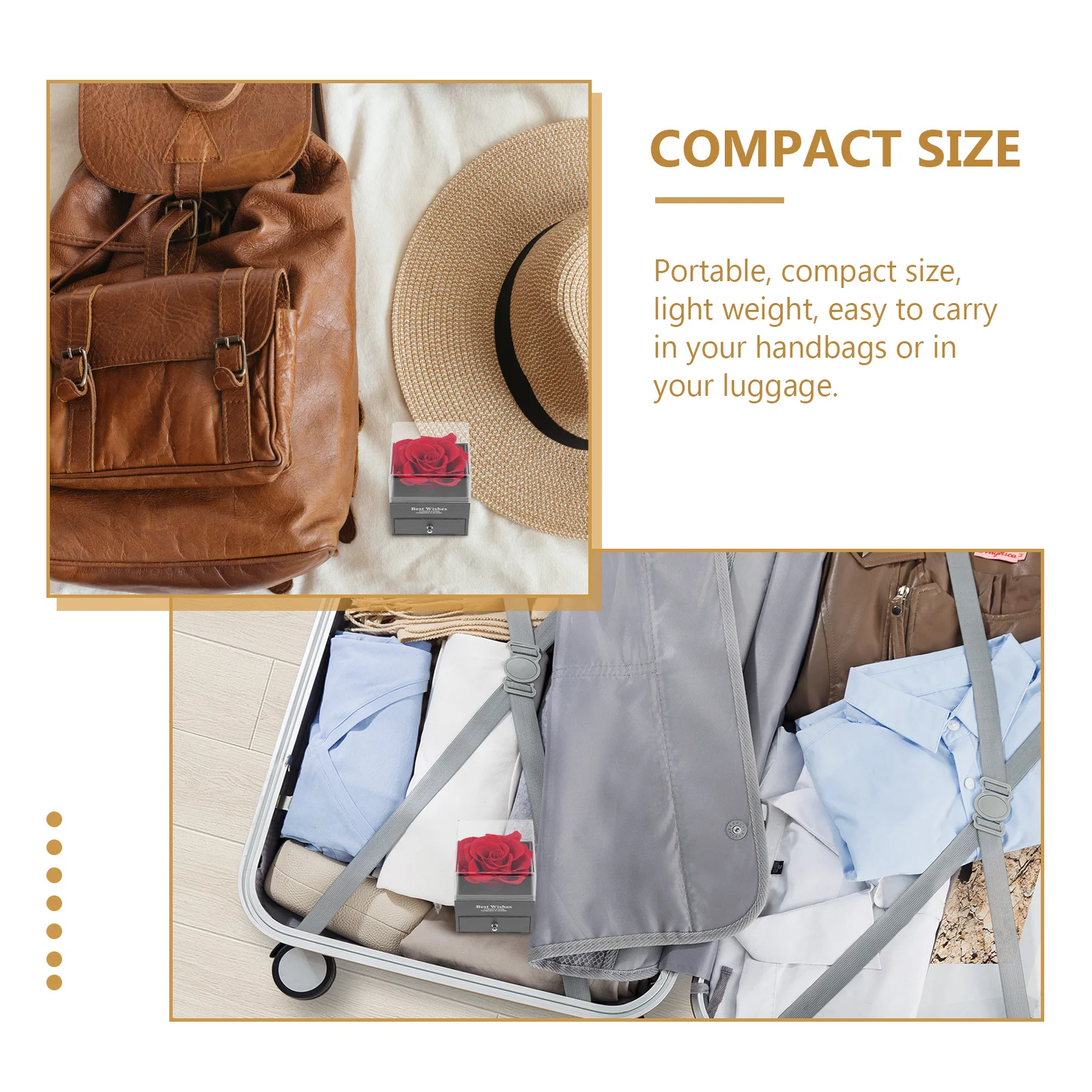 

Preserved Flower Jewelry Box Elegant Flower Design Lightweight Travel Case for Jewelry Protection Scratch Resistant