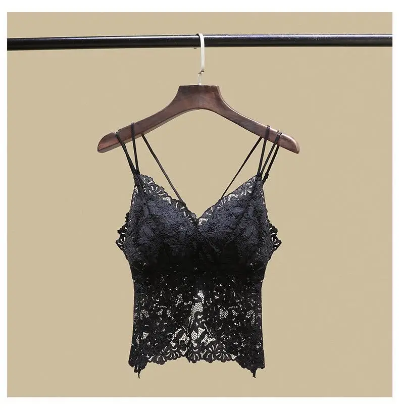 New Underlay Lace Strap Tank Top Women's Sexy Strap Bra and Back Bra Without Steel Rings