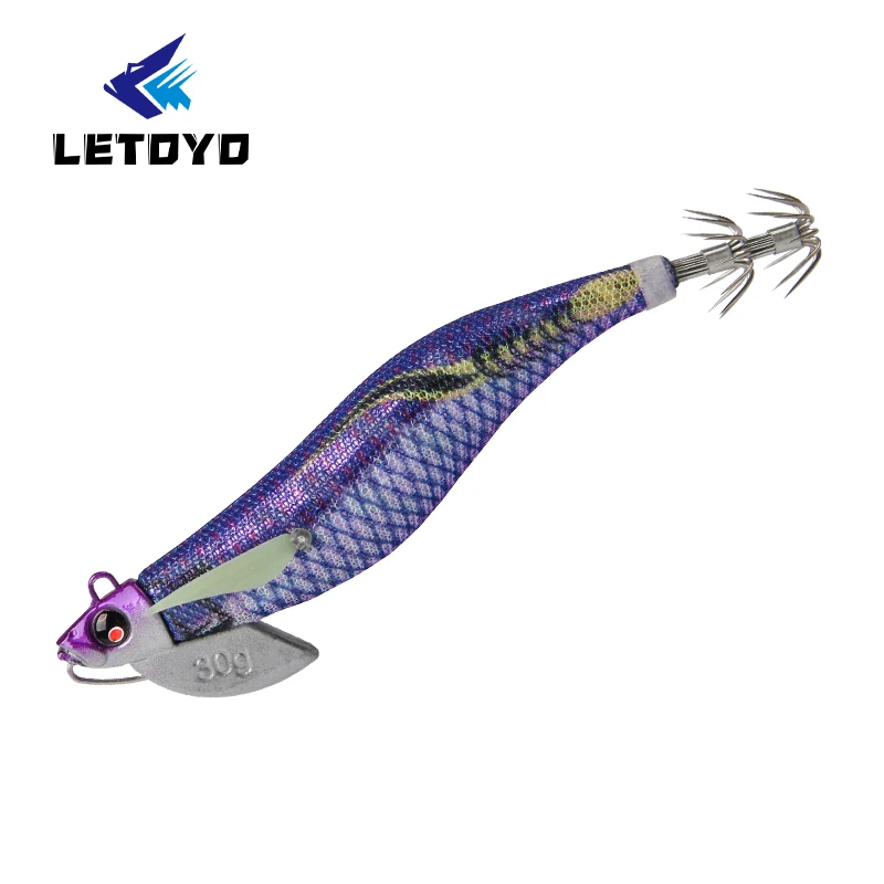 LETOYO Señuelo luminoso para calamar con punta de plomada, señuelo artificial para pesca de calamar, señuelo para sepias, señuelos de pesca para pulpos y otras criaturas marinas.