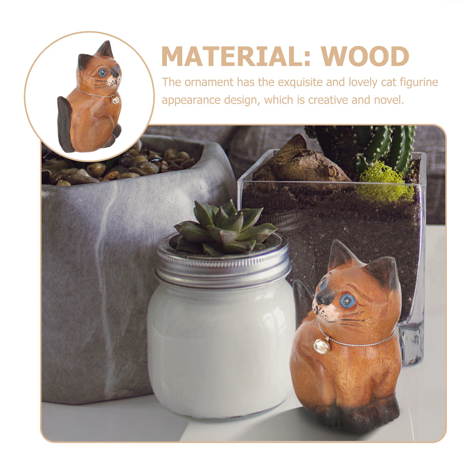 

Cat Wooden Carving Statue Caring Sculpture Home Decor Statue For Home Decor Small Wood Craft Ornaments Cat Decoration