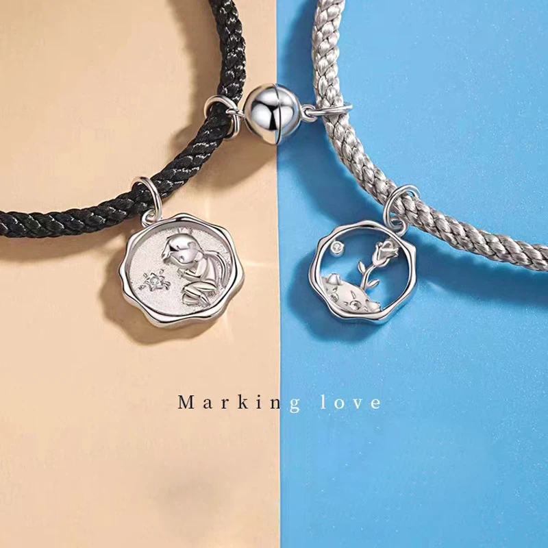 New Hot Selling Silver Color Fashion Personality Little Prince Rose Lovers Valentine\'s Day Jewelry Gift Free Shipping S336