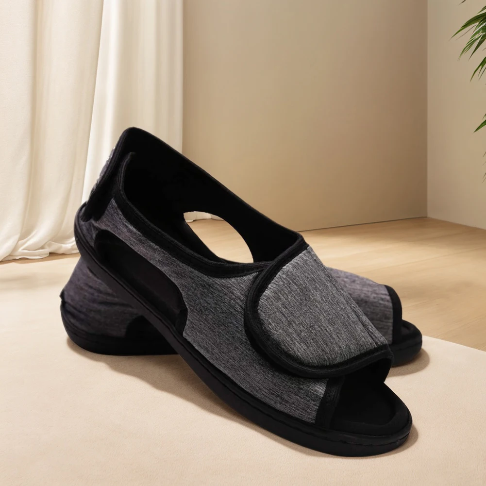 

Hook and Loop Fastener Shoes Adjustable Diabetic Shoes Breathable Wide Open Toe Sandals Non-Slip for Swollen Feet