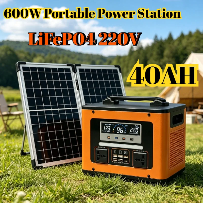 600Wh LiFePO4 220V High Power Portable Power Station 40AH Solar Outdoor Mobile Power Supply Home Emergency Energy Storage