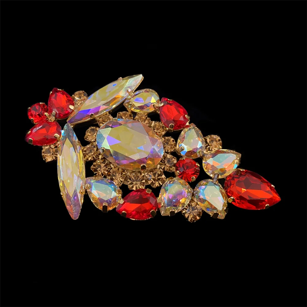 4pc Exquisite Sparkling Red Rhinestone Necklace Earrings Ring Bracelet Set