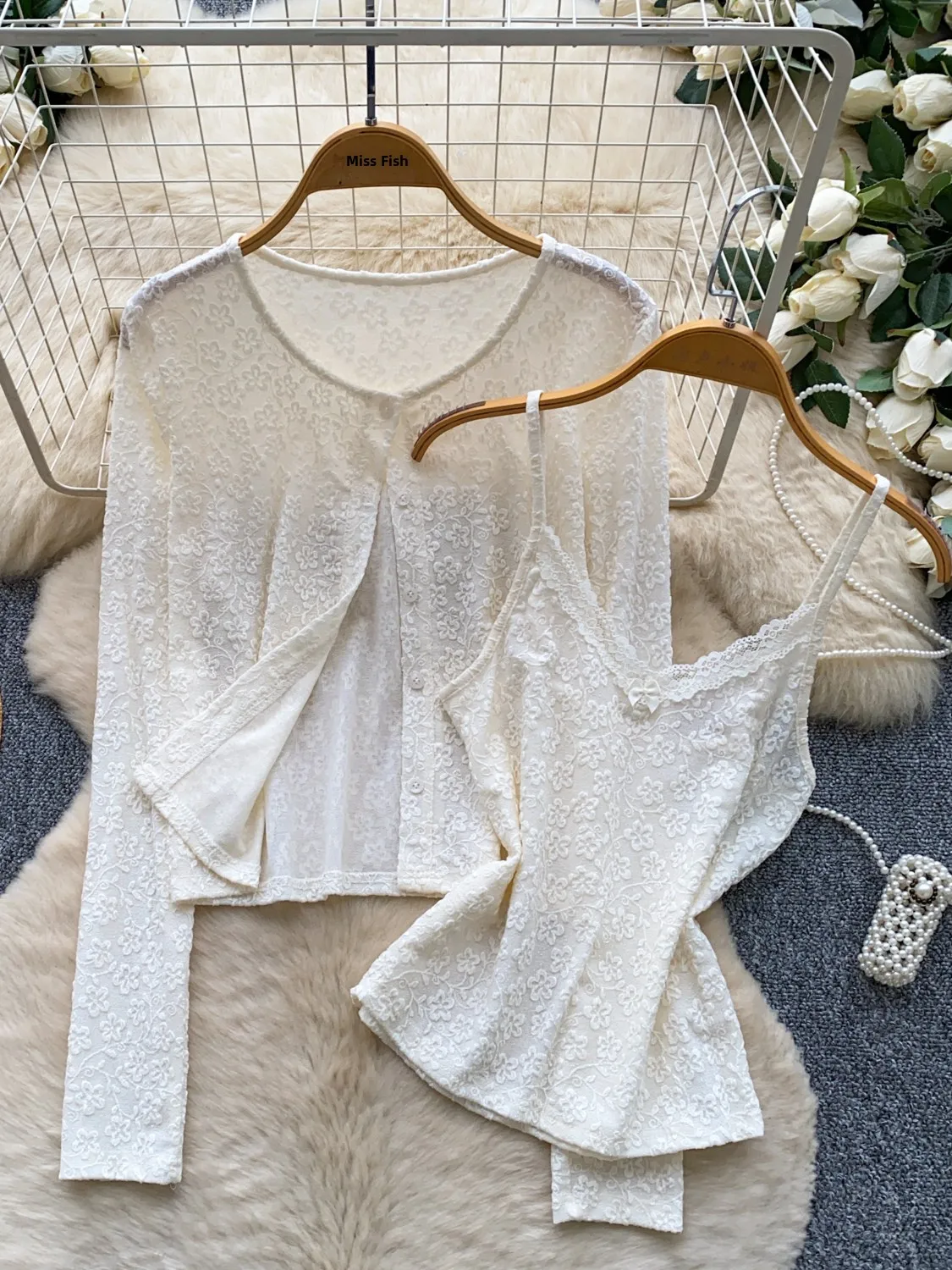 Women's Commute Style Slim Fit Cardigan Vest Set Two Pieces Autumn High Waist Fashionable Ensemble Long Sleeve Casual Workwear