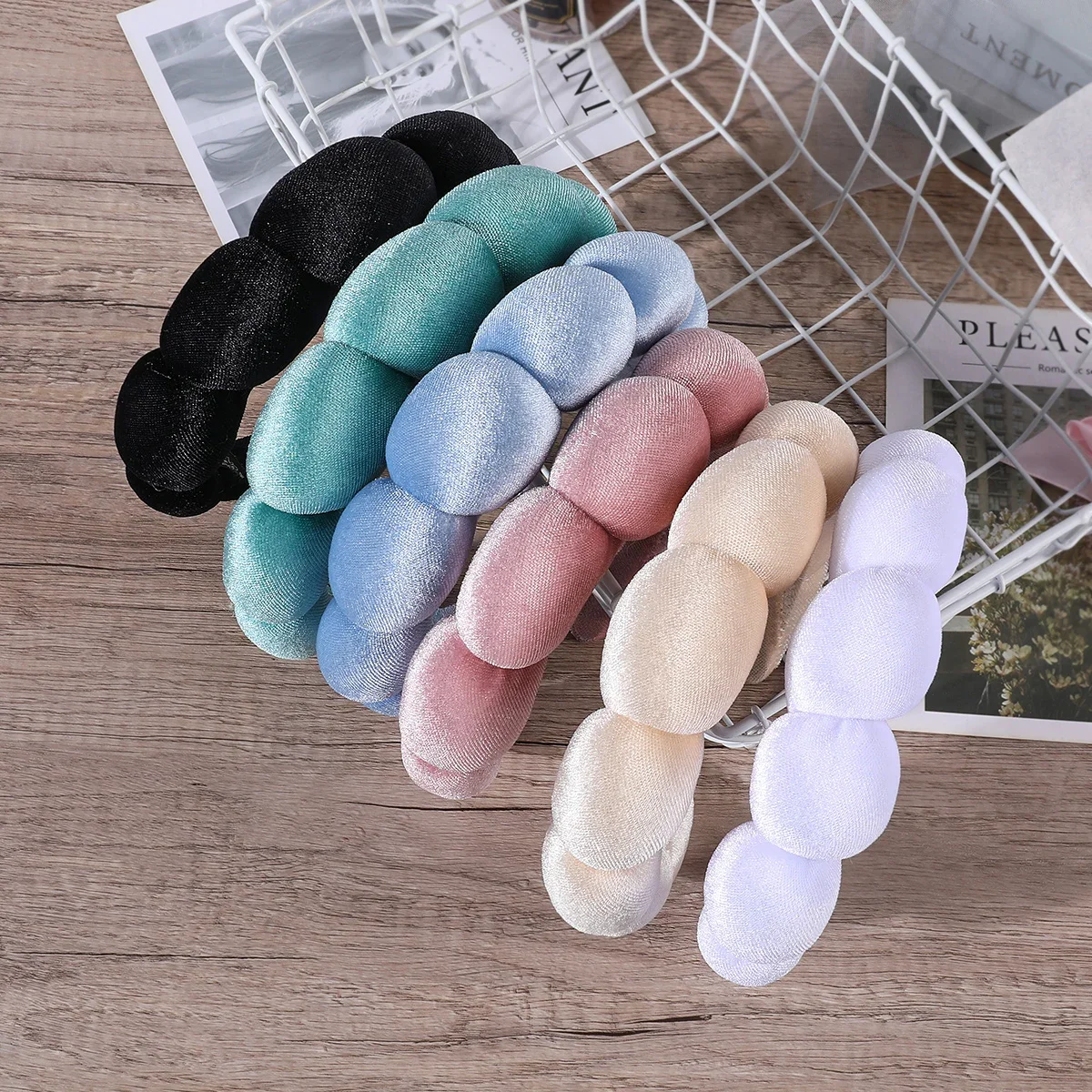 

Fashion Sponge Velvet Headband for Women Girls Puffy Hair Band Makeup Bubble Retro Headbands Hair Accessories Headwear