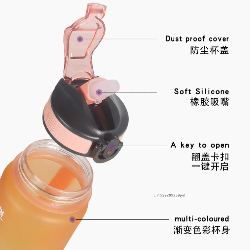 Close-up of gradient sports water bottle straw