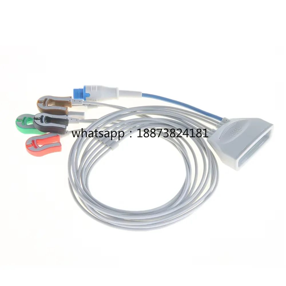 MX40 Compatible 5-Lead TPU Clip AHA  Telemetry Leadwire with Spo2 EOS Disinfecting  Cable fast shipping